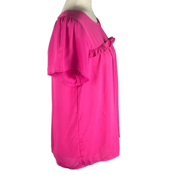 PLEIONE RUFFLE FRONT BABYDOLL SWING BLOUSE IN PINK NWT WOMEN'S SIZE MEDIUM‎ - Picture 5 of 10